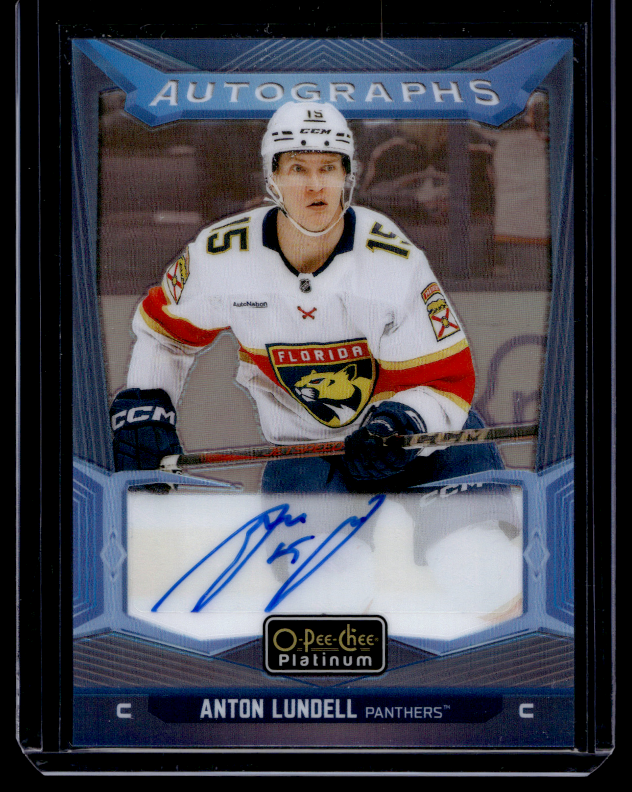 2024-25 Upper Deck OPC Platinum - Blue Rainbow Autographs - Anton Lundell #BA-AL