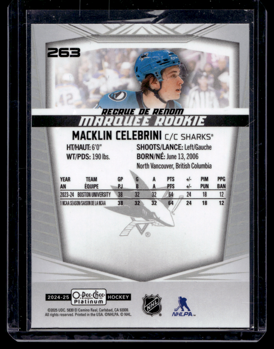 2024-25 Upper Deck OPC Platinum - Marquee Rookies - Macklin Celebrini #263 RC