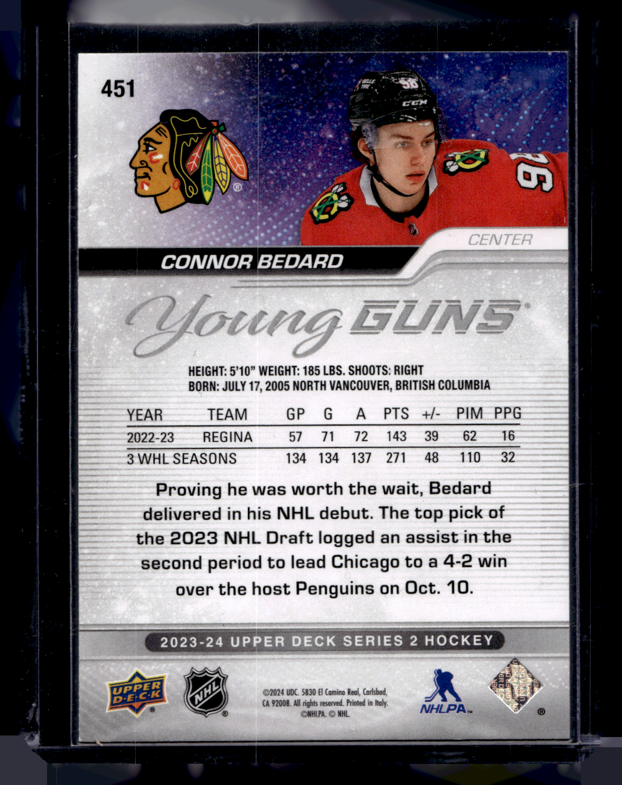 2023-24 Upper Deck Series 2 - Young Guns - Connor Bedard #451 RC
