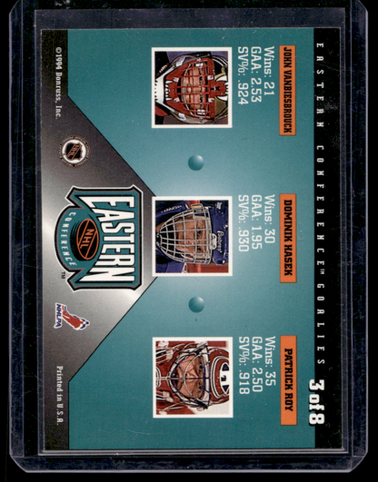 1994-95 Donruss - Dominators - Patrick Roy / Dominik Hasek / John Vanbiesbrouck #3