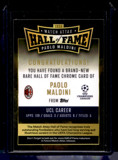 2024-25 Topps Match Attax UEFA Club Competitions - Hall of Fame - Paolo Maldini #HOF 5