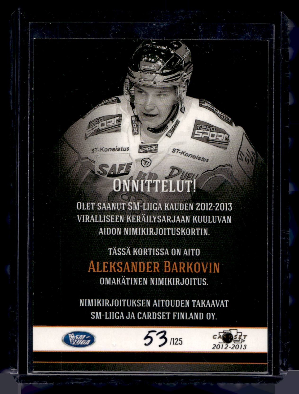 2012-13 Cardset Signature - Aleksander Barkov /125
