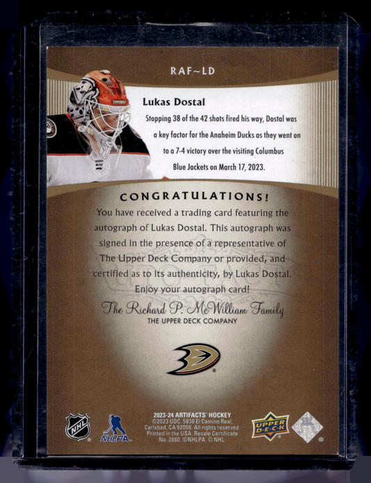 2023-24 Upper Deck Artifacts - 2005-06 Retro Auto Facts - Lukas Dostal #RAF-LD
