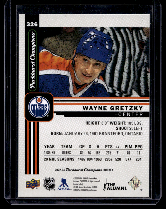 2022-23 Upper Deck Parkhurst Champions - SP Legends - Wayne Gretzky #326