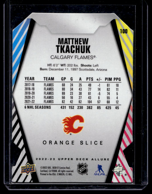 2022-23 Upper Deck Allure - Orange Slice Die-Cut - Matthew Tkachuk #100