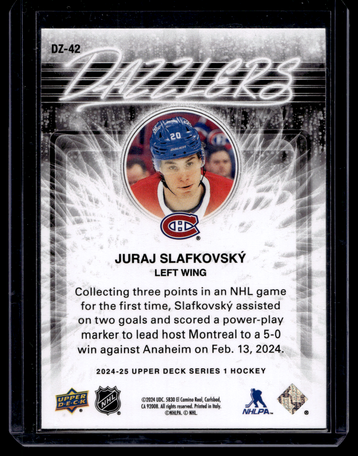 2024-25 Upper Deck Series 1 - Dazzlers - Blue - Juraj Slafkovsky #DZ-42