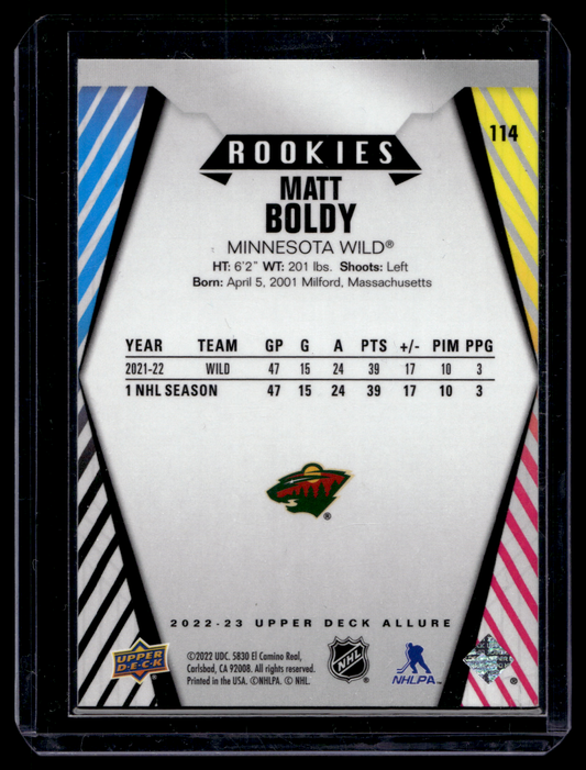 2022-23 Upper Deck Allure - Rookies - Matt Boldy #114 RC