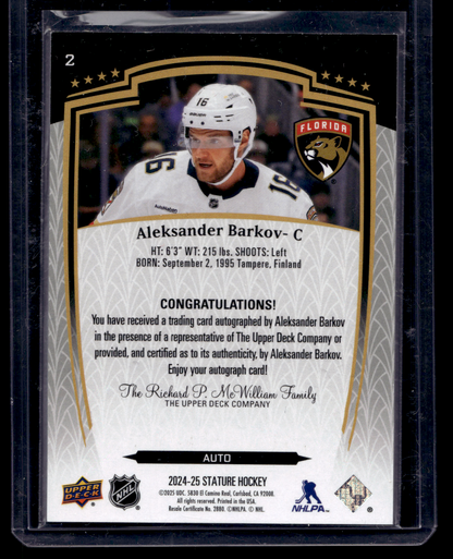 2024-25 Upper Deck Stature - Autographs - Aleksander Barkov #2