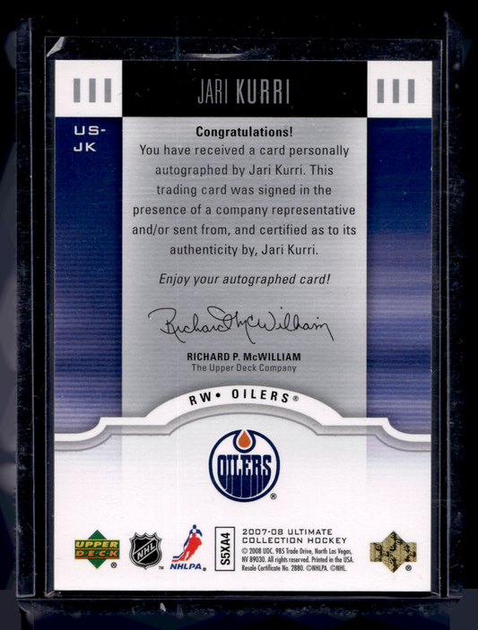 2007-08 Upper Deck Ultimate Collection - Ultimate Signatures - Jari Kurri #US-JK