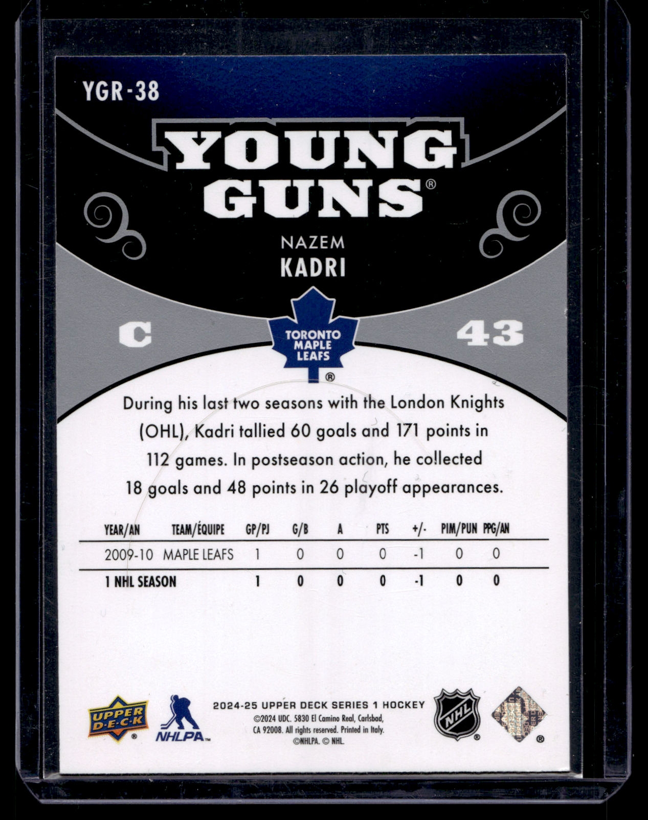 2024-25 Upper Deck Series 1 - Young Guns Renewed - Nazem Kadri #YGR-38