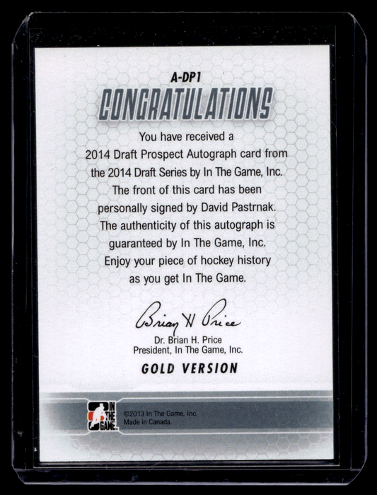 2014 In the Game Draft Prospects - Autographs - Gold - David Pastrnak #A-DP1 /20 RY