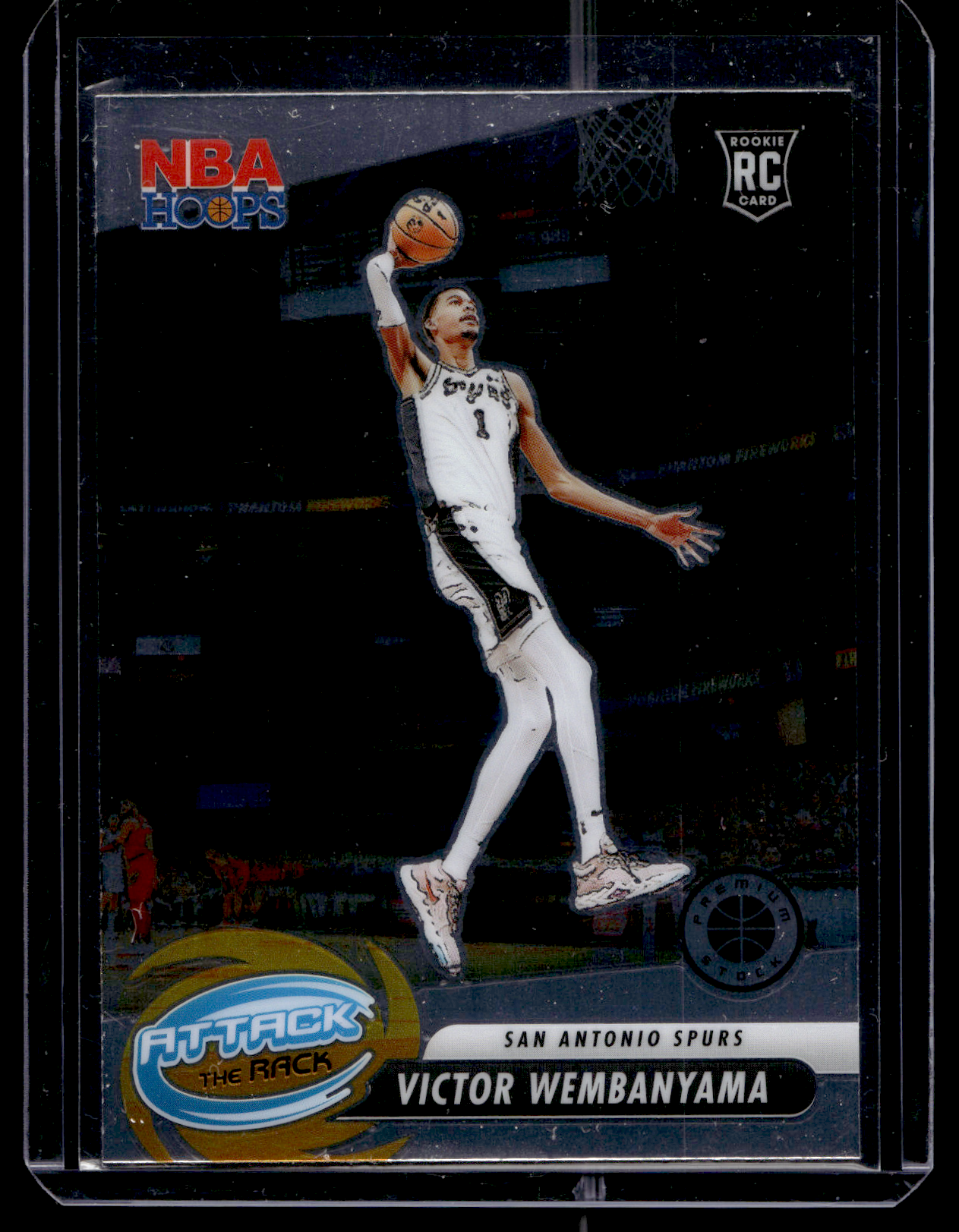 2023-24 Panini NBA Hoops Premium Stock - Attack The Rack - Victor Wembanyama #3 RY