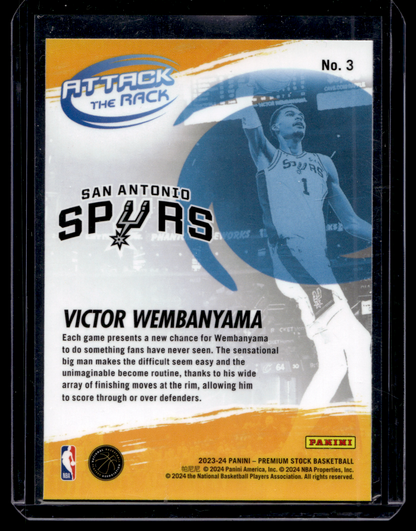 2023-24 Panini NBA Hoops Premium Stock - Attack The Rack - Victor Wembanyama #3 RY