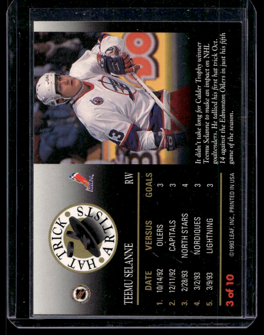 1993-94 Leaf - Hat Trick Artists - Teemu Selanne #3