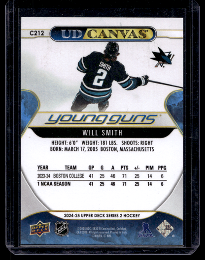 2024-25 Upper Deck Series 2 - UD Canvas -  Young Guns - Will Smith #C212 RY