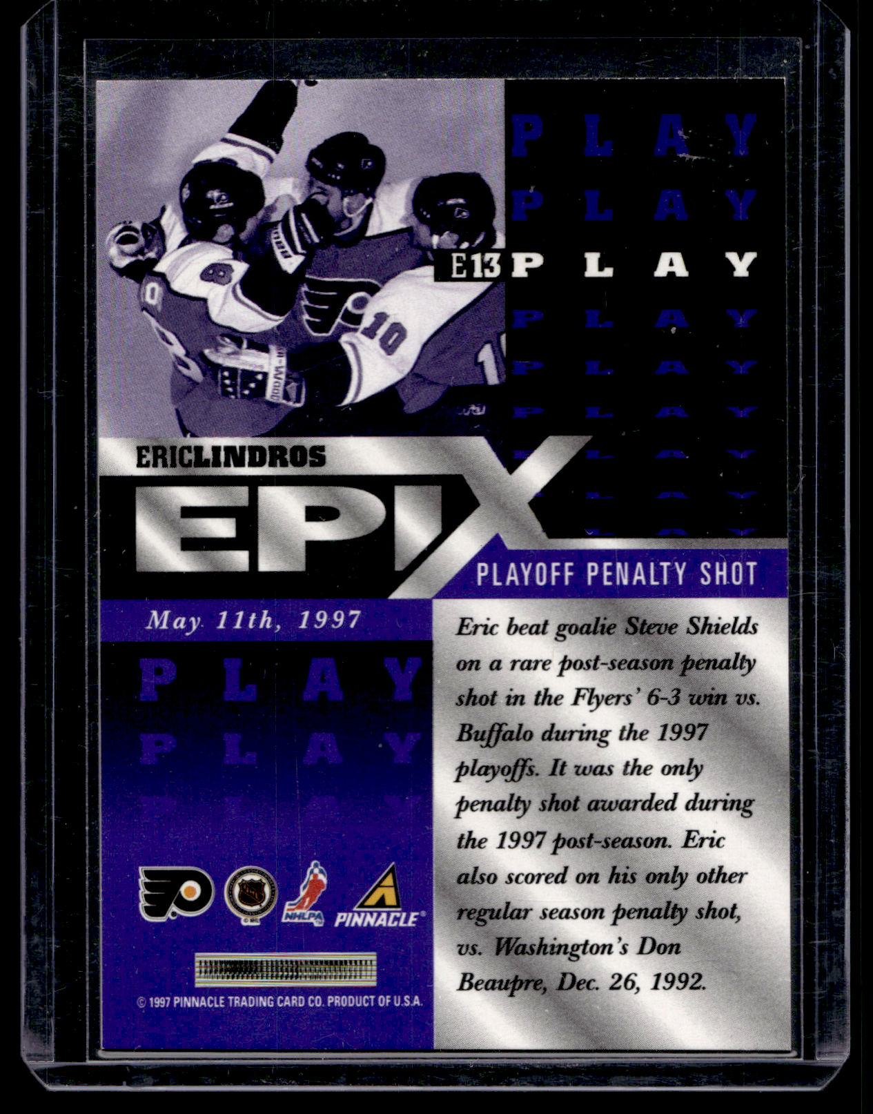 1997-98 Pinnacle - Epix - Purple Play - Eric Lindros #E13