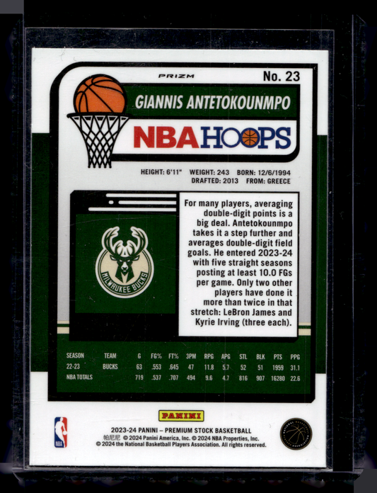 2023-24 Panini NBA Hoops Premium Stock - Ice Prizm - Giannis Antetokounmpo #23