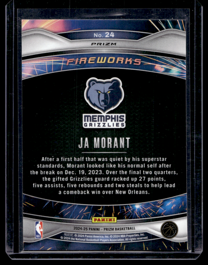 2024-25 Panini Prizm - Fireworks - Fast Break Prizm - Ja Morant #24