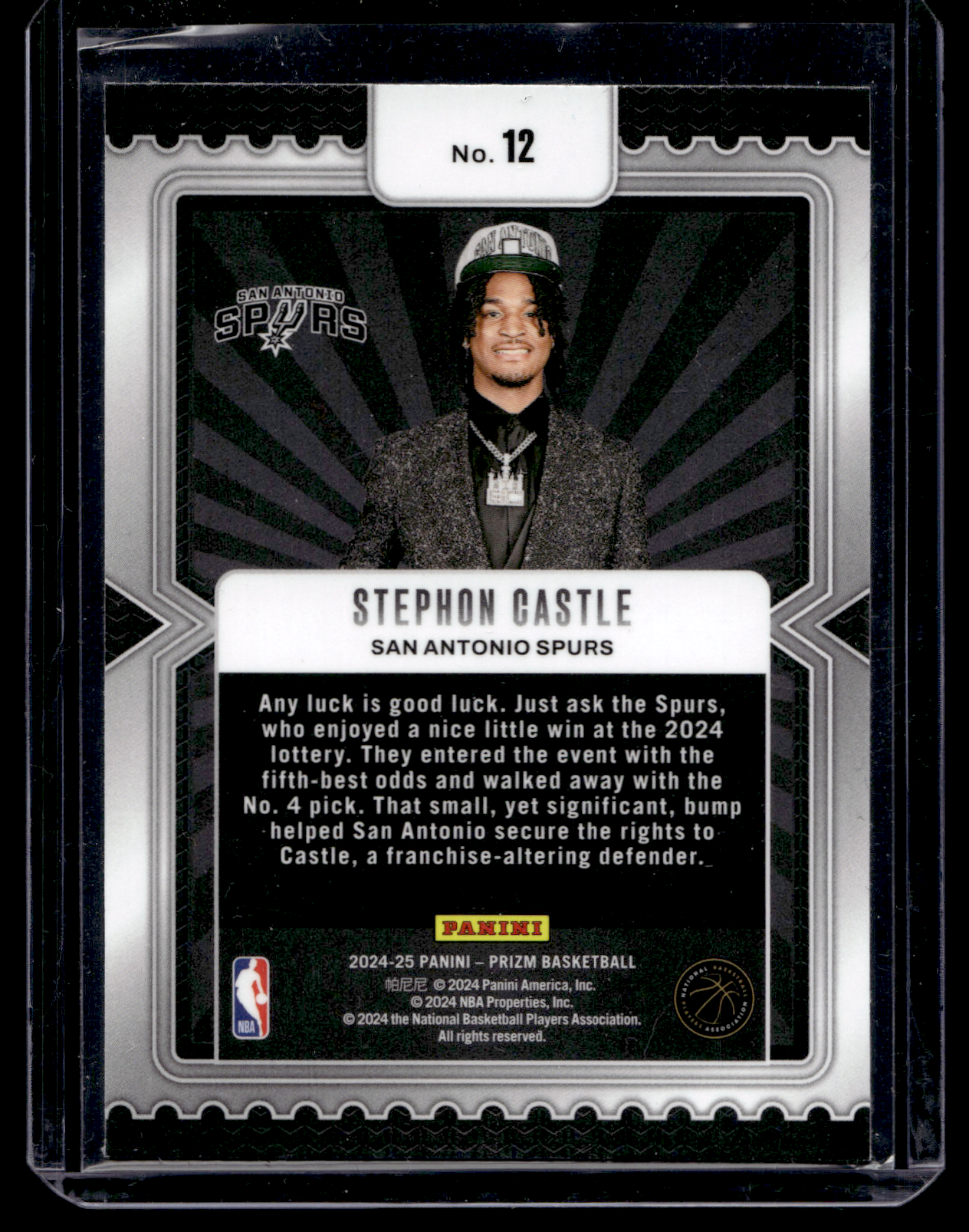 2024-25 Panini Prizm - Luck of the Lottery - Stephon Castle #12 RY