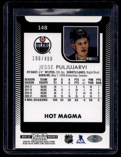 2021-22 Upper Deck OPC Platinum - Hot Magma - Jesse Puljujarvi #148 /499