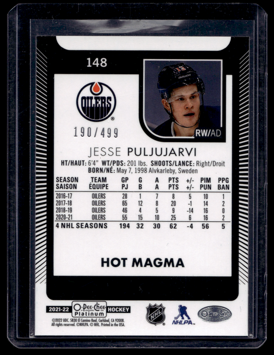 2021-22 Upper Deck OPC Platinum - Hot Magma - Jesse Puljujarvi #148 /499