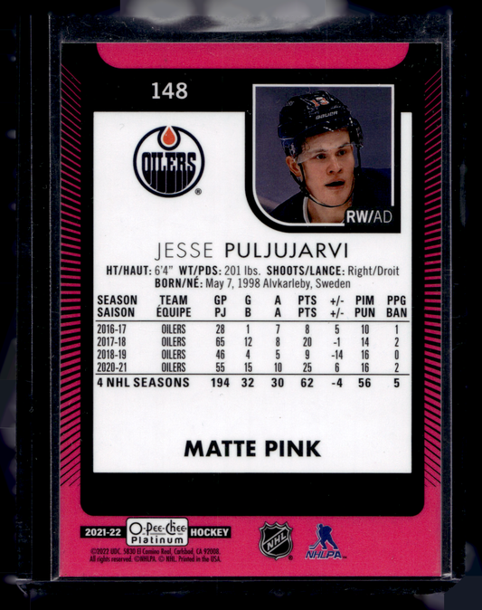 2021-22 Upper Deck OPC Platinum - Matte Pink - Jesse Puljujarvi #148