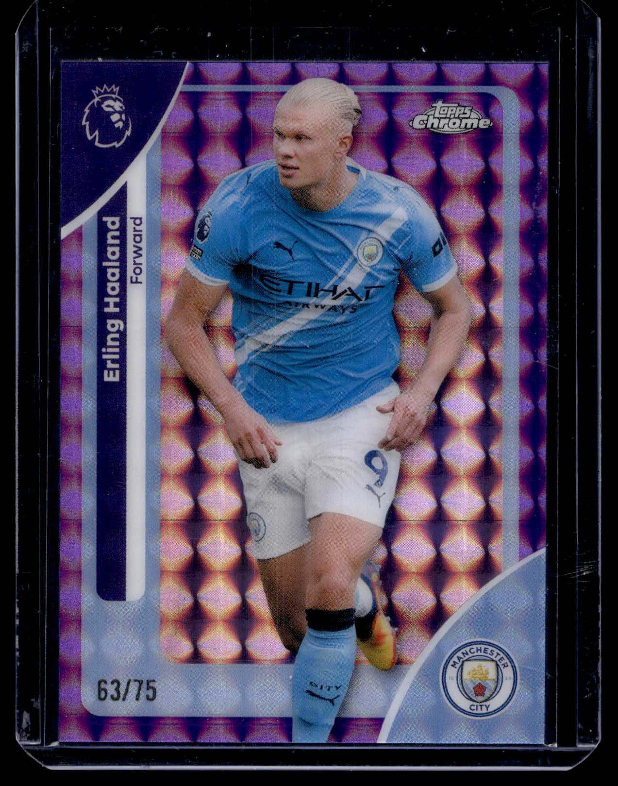 2025-26 Topps Chrome Premier League - Purple Wave Refractor - Erling Haaland #125 /75