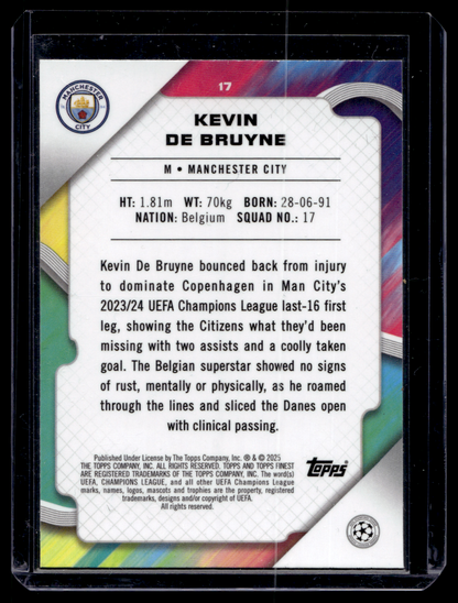 2024-25 Topps Finest UEFA Club Competitions - Kevin De Bruyne #17