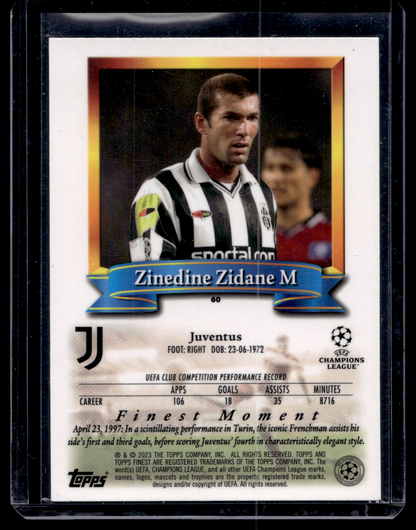 2022-23 Topps Finest Flashbacks UEFA Club Competitions - Zinedine Zidane #60