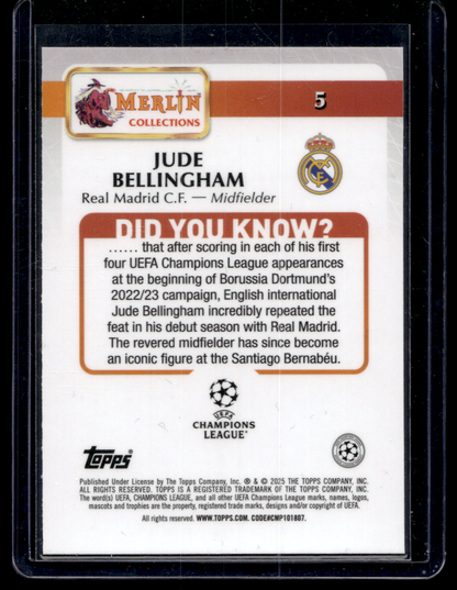2024-25 Topps Merlin UEFA Club Competitions - Atomic Refractor - Jude Bellingham #5