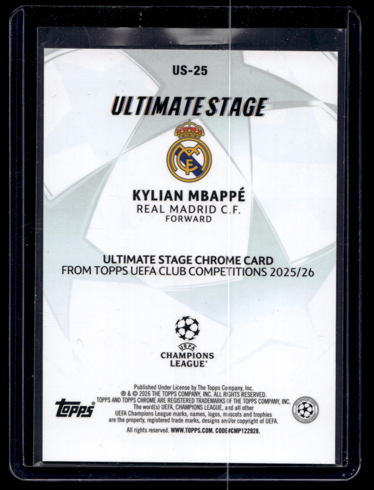 2025-26 Topps UEFA Club Competitions - Ultimate Stage Chrome - Kylian Mbappé #US-25