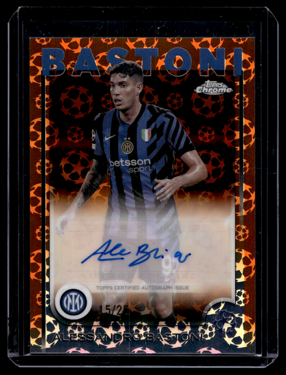 2024-25 Topps Chrome UEFA Club Competitions - Chrome Autographs - Orange Starball Refractor - Alessandro Bastoni #CA-AB /25