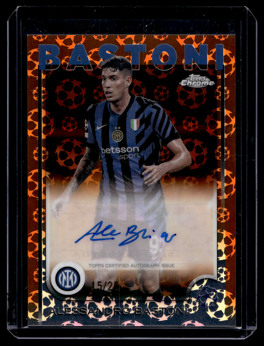 2024-25 Topps Chrome UEFA Club Competitions - Chrome Autographs - Orange Starball Refractor - Alessandro Bastoni #CA-AB /25