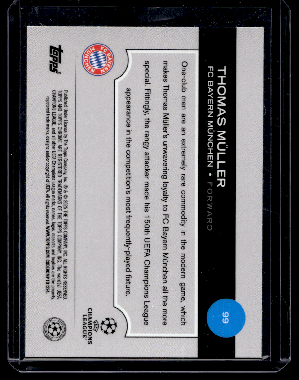 2024-25 Topps Chrome UEFA Club Competitions - Pulsar Refractor - Thomas Müller #99