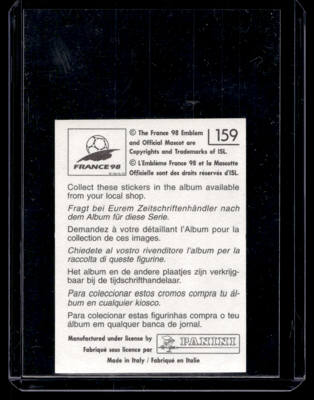 1998 Panini France 98 Album Stickers - Lilian Thuram #159