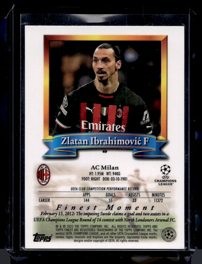 2022-23 Topps Finest Flashbacks UEFA Club Competitions - Zlatan Ibrahimovic #49