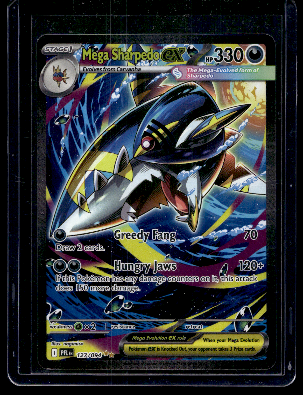 2025 Pokemon Phantasmal Flames - Special Illustration Rare - Mega Sharpedo ex #127