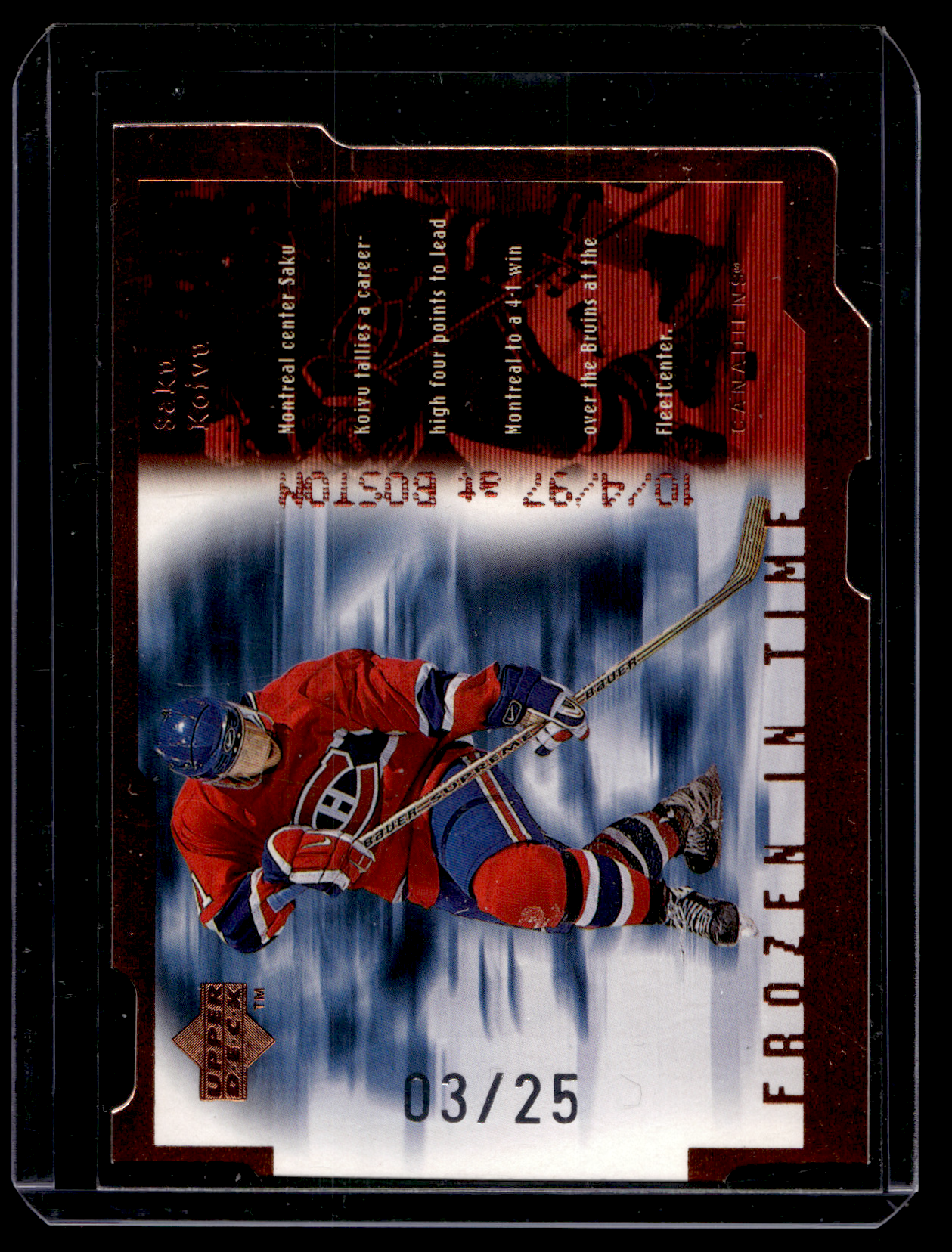 1998-99 Upper Deck - Frozen in Time - Die-Cut Quantum Level 2 - Saku Koivu #FT12 /25