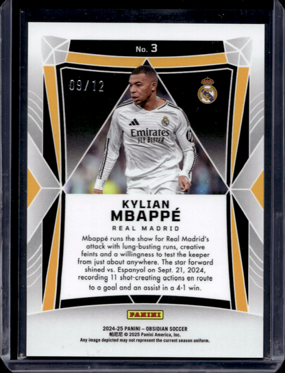 2024-25 Panini Obsidian - Electric Etch Red - Kylian Mbappé #3 /12