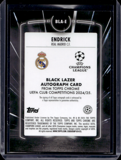 2024-25 Topps Chrome UEFA Club Competitions - Black Lazer Autographs - Gold Refractor - Endrick #BLA-E /50 RY