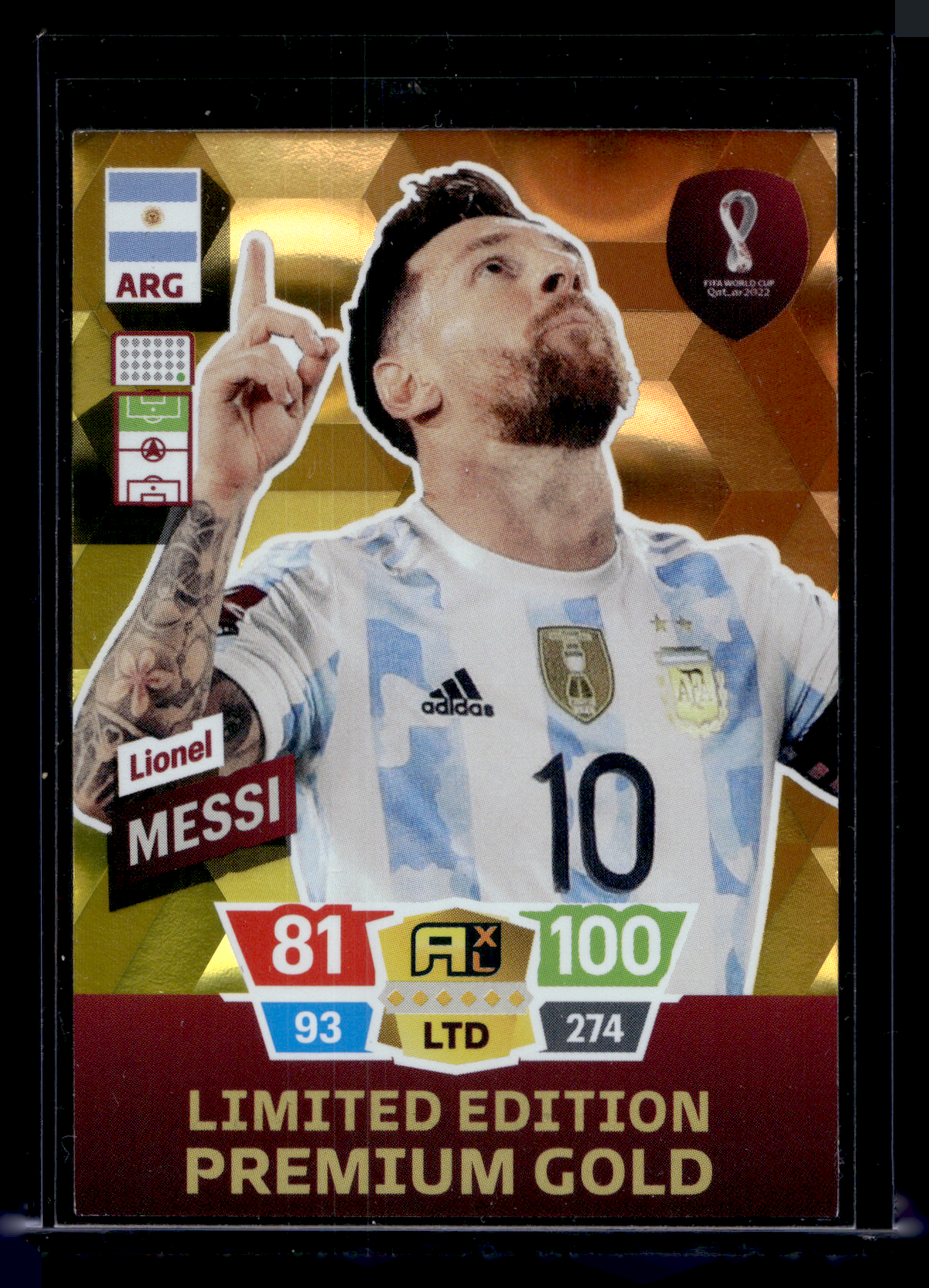 2022 Panini Adrenalyn XL FIFA World Cup Qatar 2022 - Limited Edition Premium Gold - Lionel Messi