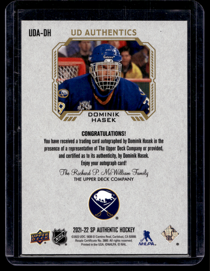 2021-22 Upper Deck SP Authentic - UD Authentics - Dominik Hasek #UDA-DH