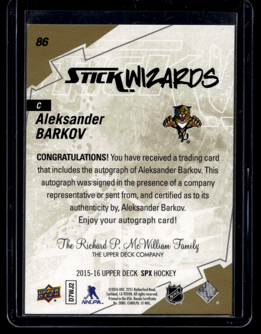 2015-16 Upper Deck SPx - Autographs - Stick Wizards - Aleksander Barkov #86