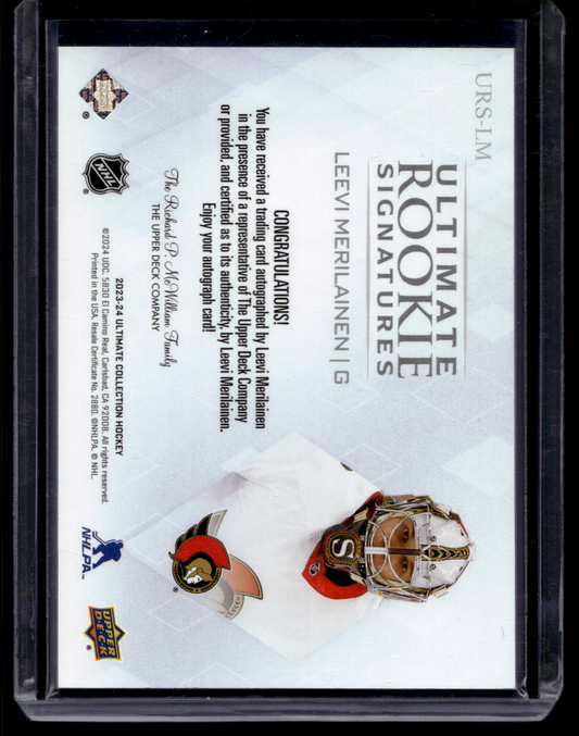 2023-24 Upper Deck Ultimate Collection - Ultimate Rookie Signatures - Leevi Merilainen #URS-LM RY