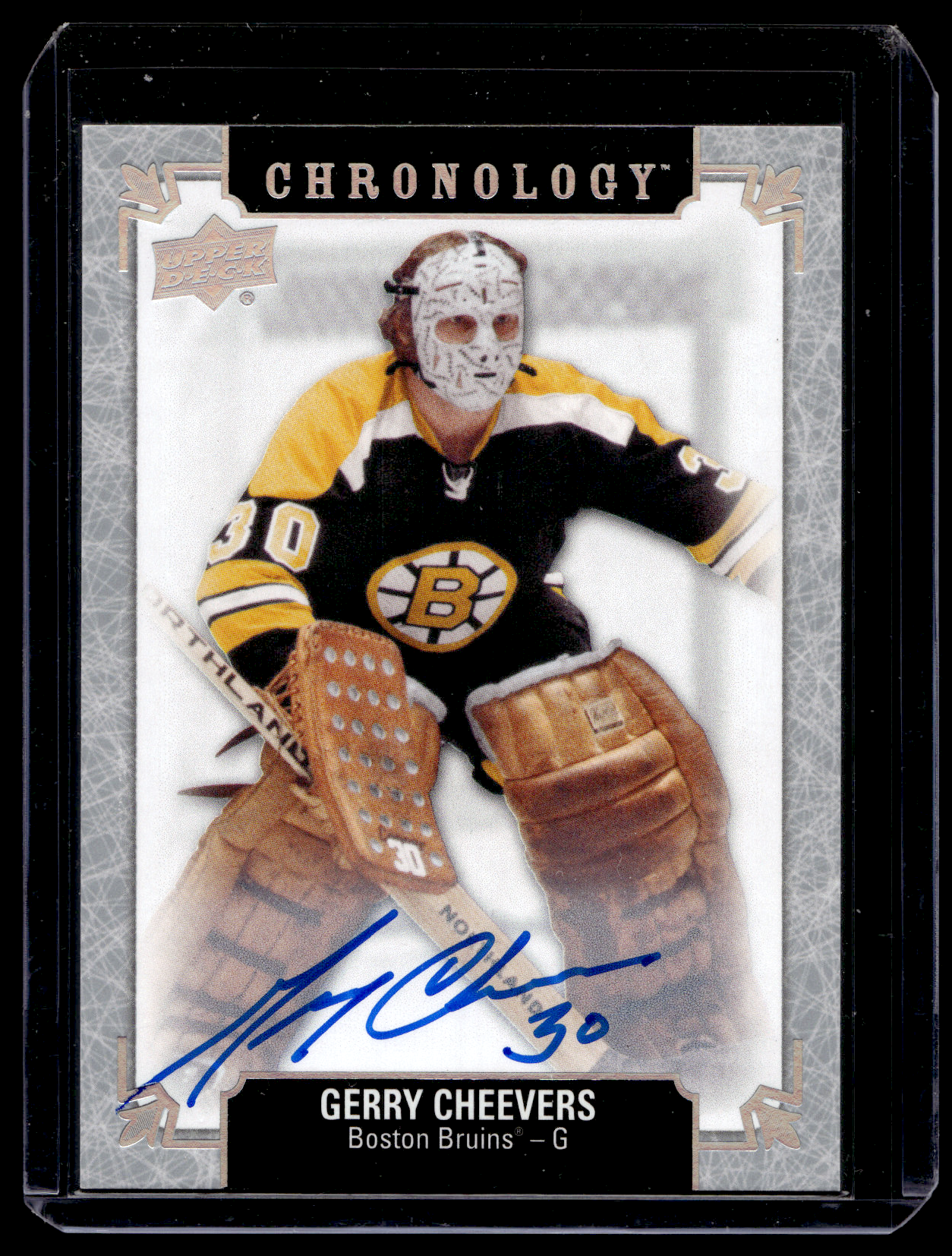 2018-19 Upper Deck Chronology - Franchise History Autographs - Gerry Cheevers #FH-BO-GC