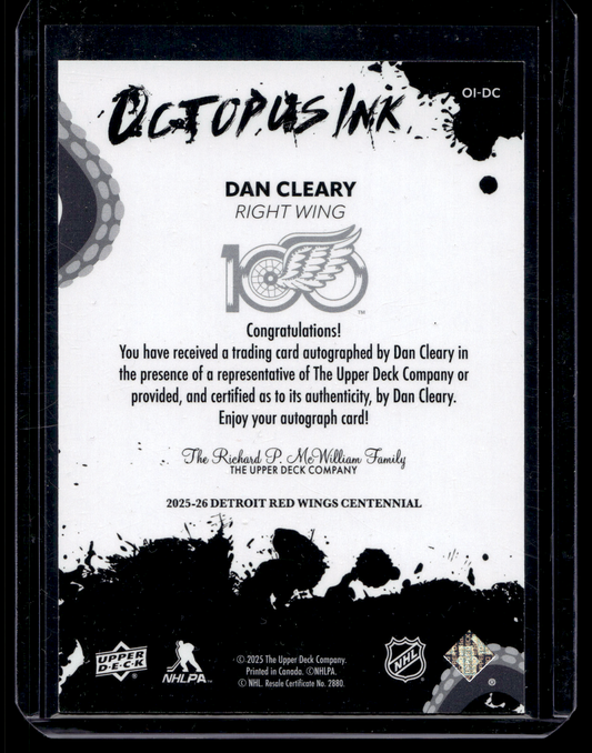 2025-26 Upper Deck Detroit Red Wings Centennial - Octopus Ink - Dan Cleary #OI-DC