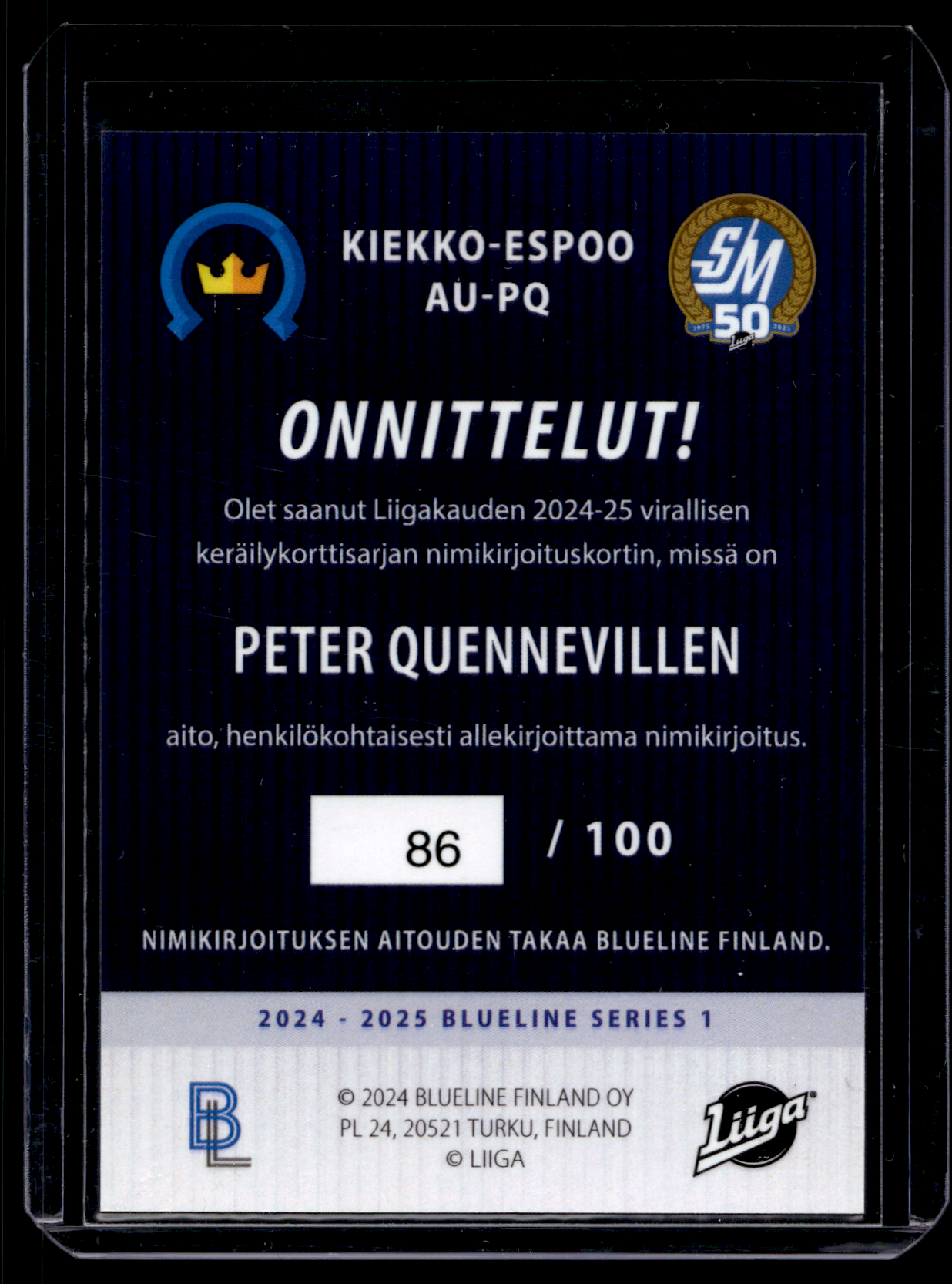 2024-25 Blueline Signature Silver - Peter Quenneville #AU-PQ /100
