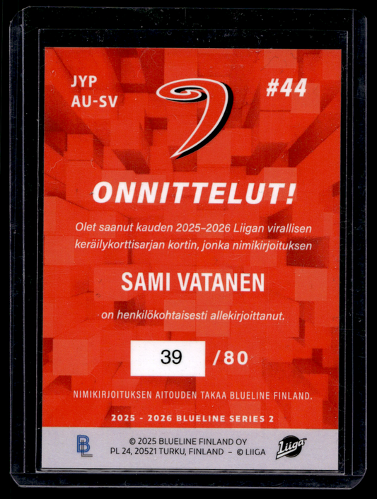 2025-26 Blueline Signature Silver - Sami Vatanen #AU-SV /80