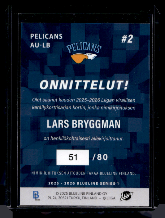 2025-26 Blueline Signature Silver - Lars Bryggman #AU-LB /80