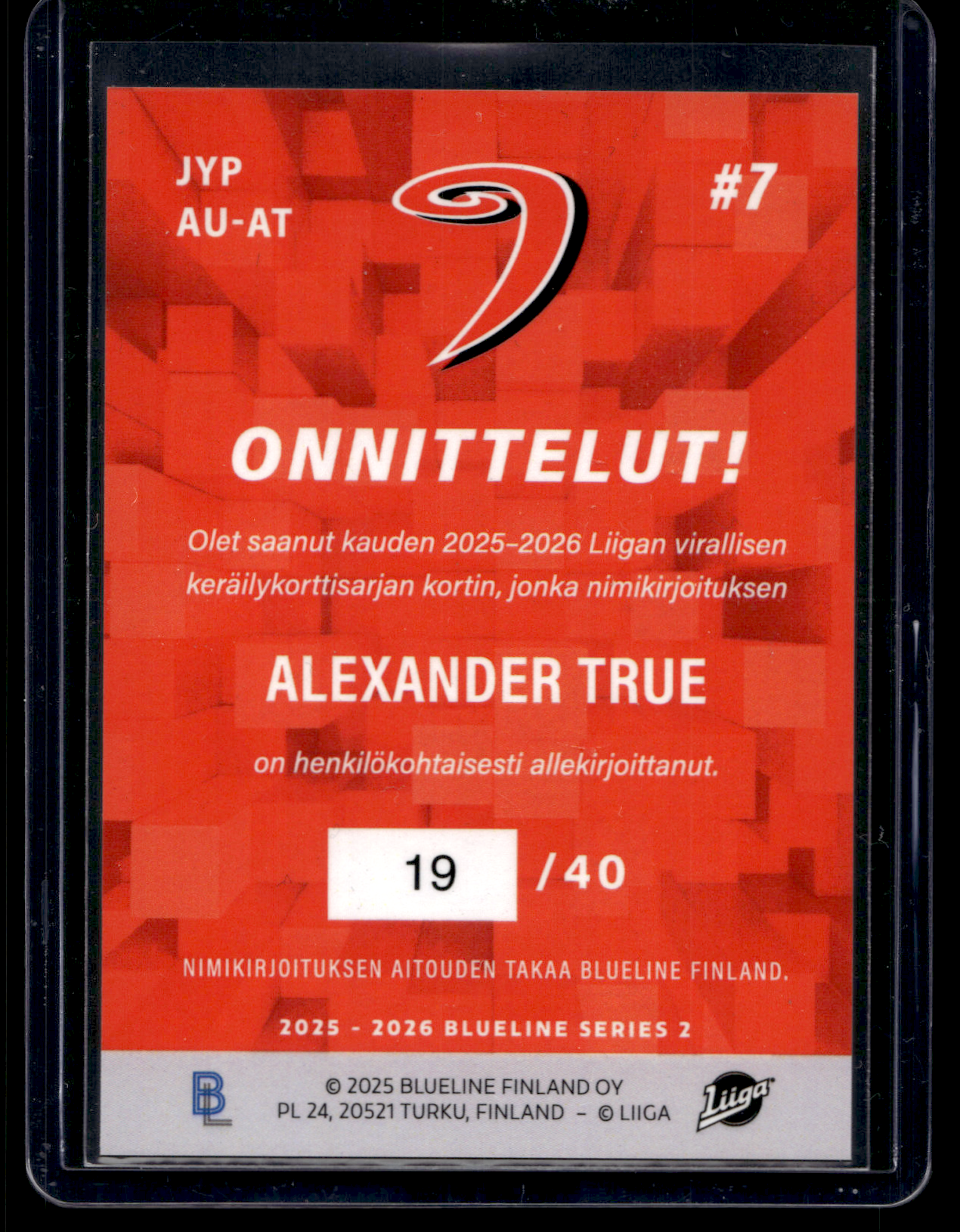 2025-26 Blueline Signature Gold - Alexander True #AU-AT /40